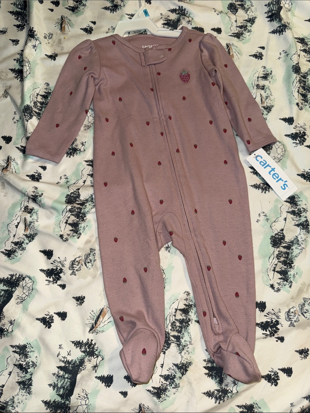 Carter's Mauve Pink Strawberry Footed One-Piece NEW 6Month or 9 Month